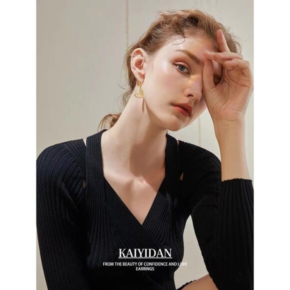 Heart Huggie CZ Hoops Statement Vintage Long Summer Earring for Women Jewelry - Picture 9 of 9